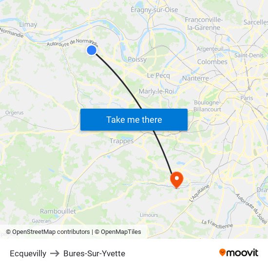 Ecquevilly to Bures-Sur-Yvette map