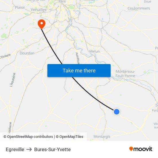Egreville to Bures-Sur-Yvette map