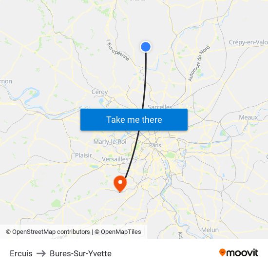 Ercuis to Bures-Sur-Yvette map