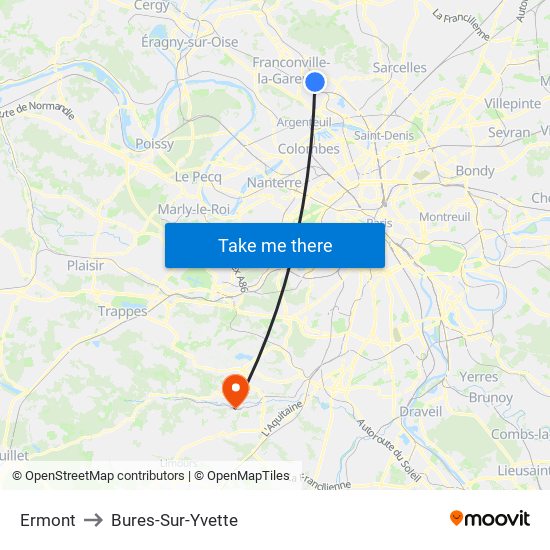 Ermont to Bures-Sur-Yvette map