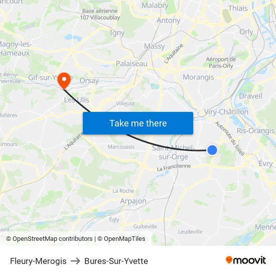 Fleury-Merogis to Bures-Sur-Yvette map