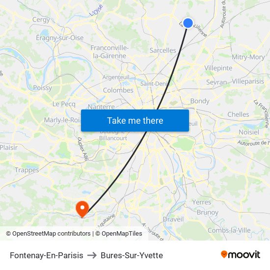 Fontenay-En-Parisis to Bures-Sur-Yvette map