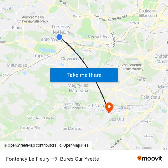 Fontenay-Le-Fleury to Bures-Sur-Yvette map