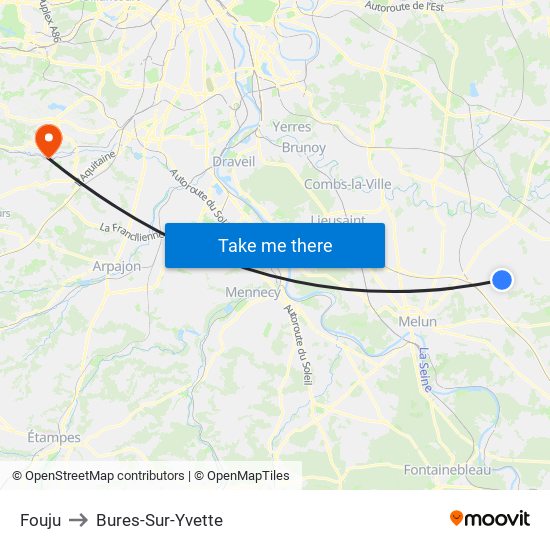 Fouju to Bures-Sur-Yvette map