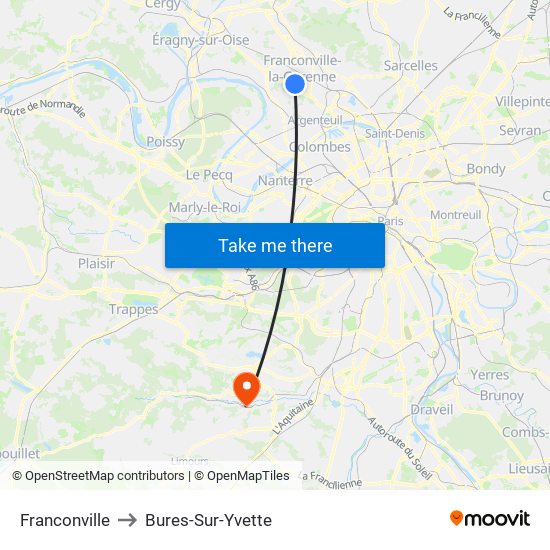 Franconville to Bures-Sur-Yvette map