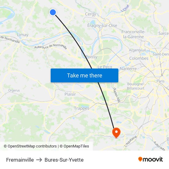 Fremainville to Bures-Sur-Yvette map