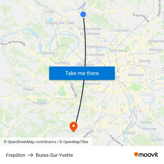 Frepillon to Bures-Sur-Yvette map
