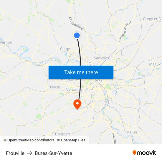 Frouville to Bures-Sur-Yvette map
