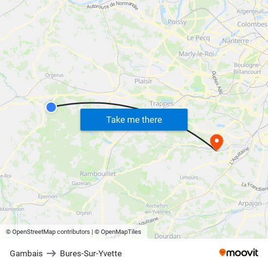 Gambais to Bures-Sur-Yvette map