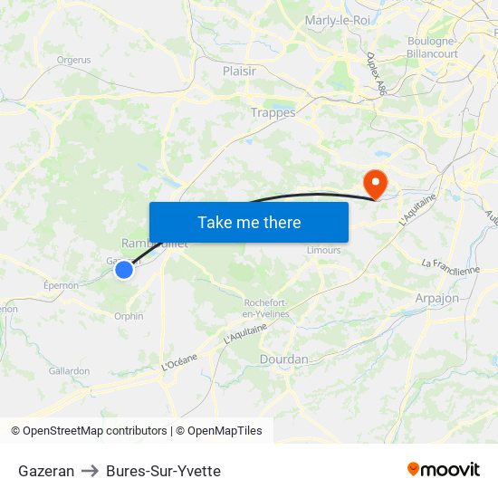 Gazeran to Bures-Sur-Yvette map