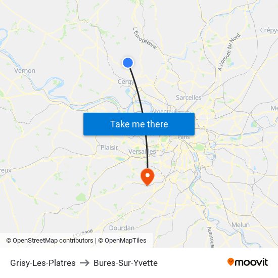 Grisy-Les-Platres to Bures-Sur-Yvette map