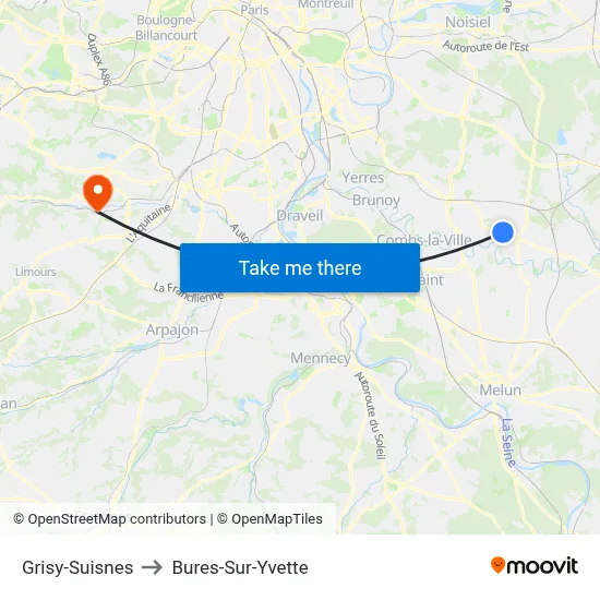 Grisy-Suisnes to Bures-Sur-Yvette map