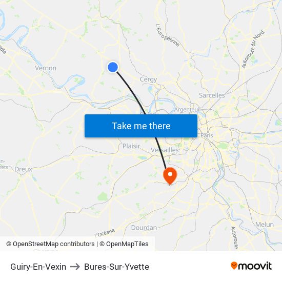 Guiry-En-Vexin to Bures-Sur-Yvette map