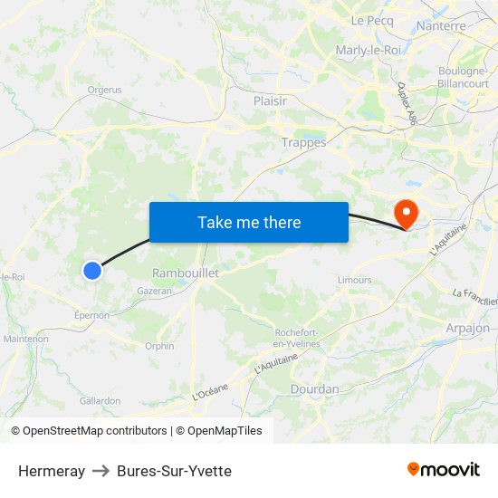 Hermeray to Bures-Sur-Yvette map