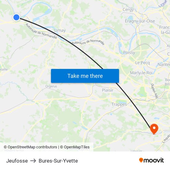 Jeufosse to Bures-Sur-Yvette map