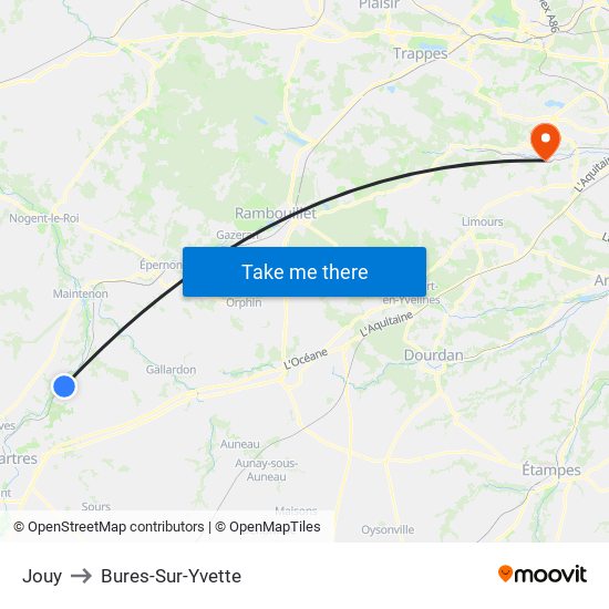 Jouy to Bures-Sur-Yvette map