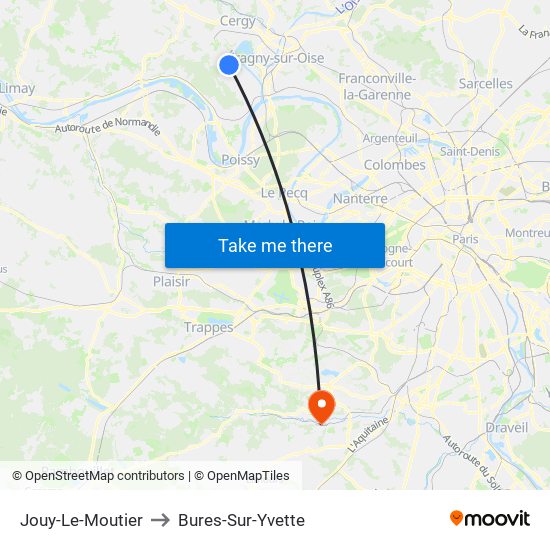 Jouy-Le-Moutier to Bures-Sur-Yvette map
