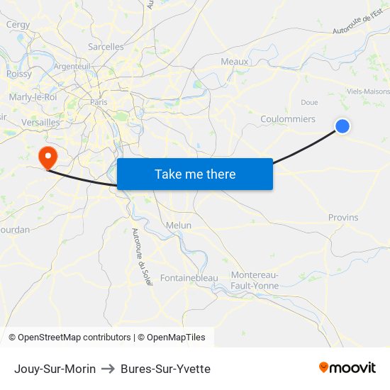 Jouy-Sur-Morin to Bures-Sur-Yvette map