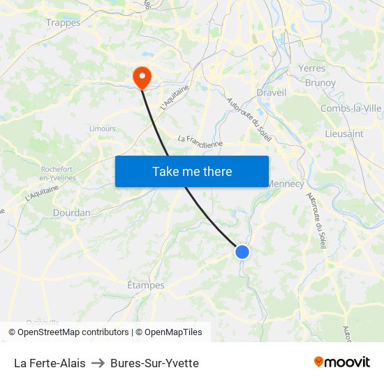 La Ferte-Alais to Bures-Sur-Yvette map
