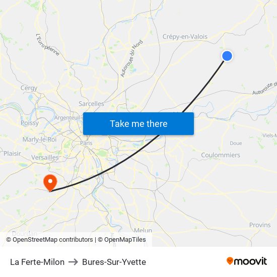 La Ferte-Milon to Bures-Sur-Yvette map