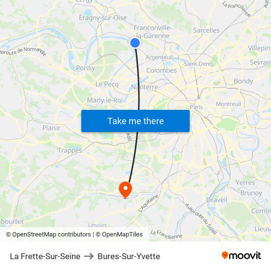La Frette-Sur-Seine to Bures-Sur-Yvette map