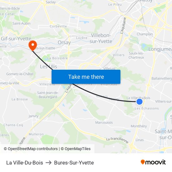 La Ville-Du-Bois to Bures-Sur-Yvette map