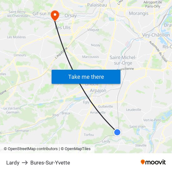 Lardy to Bures-Sur-Yvette map