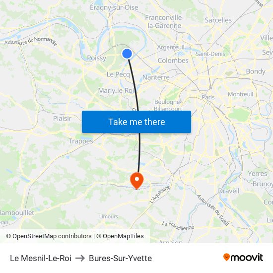 Le Mesnil-Le-Roi to Bures-Sur-Yvette map