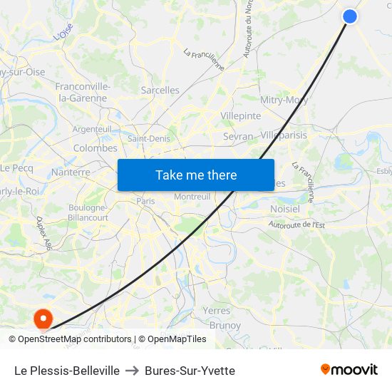 Le Plessis-Belleville to Bures-Sur-Yvette map