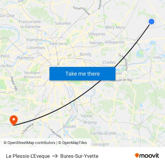 Le Plessis-L'Eveque to Bures-Sur-Yvette map