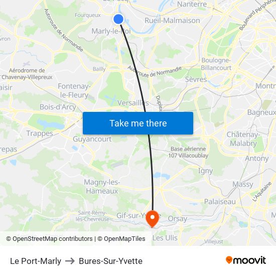 Le Port-Marly to Bures-Sur-Yvette map