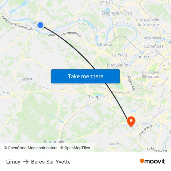 Limay to Bures-Sur-Yvette map