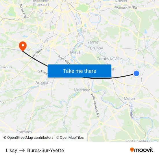 Lissy to Bures-Sur-Yvette map