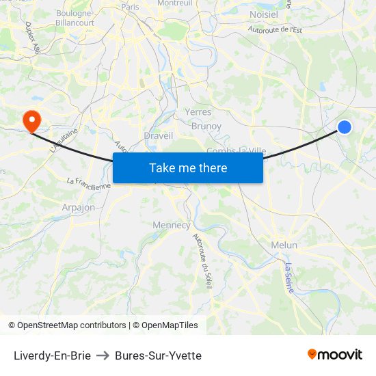 Liverdy-En-Brie to Bures-Sur-Yvette map