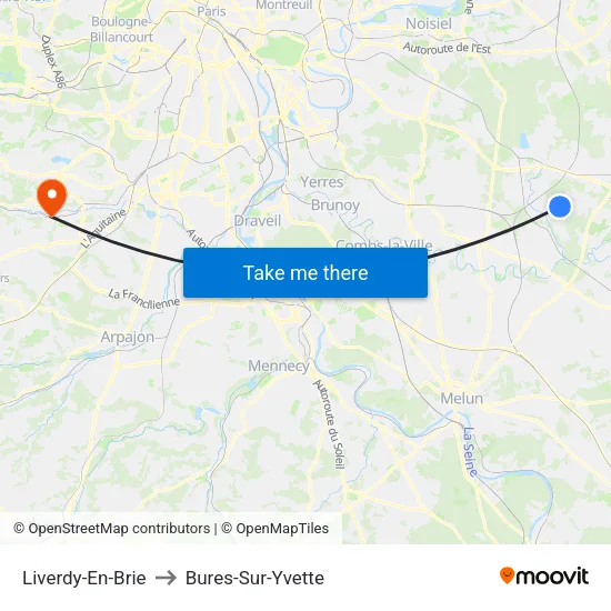 Liverdy-En-Brie to Bures-Sur-Yvette map