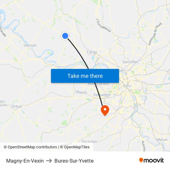 Magny-En-Vexin to Bures-Sur-Yvette map