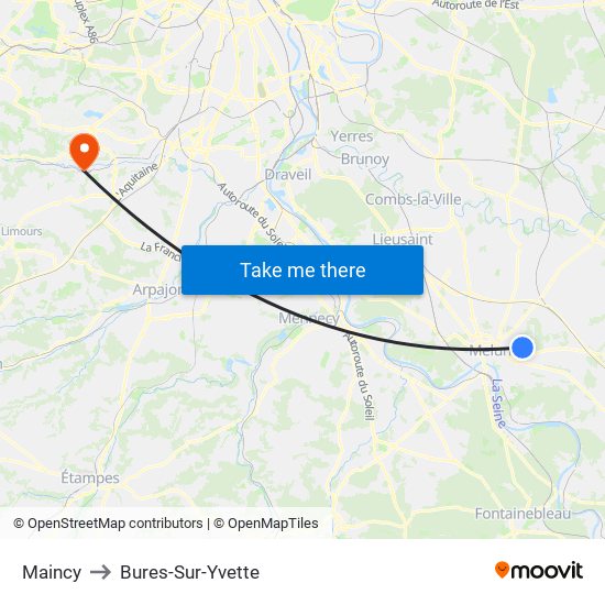 Maincy to Bures-Sur-Yvette map