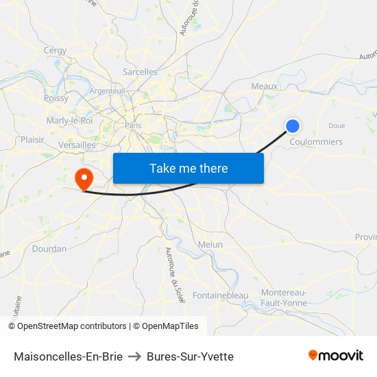 Maisoncelles-En-Brie to Bures-Sur-Yvette map