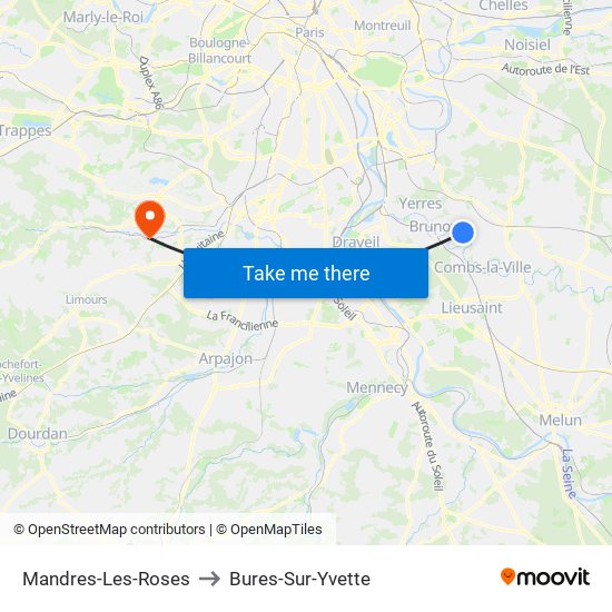 Mandres-Les-Roses to Bures-Sur-Yvette map