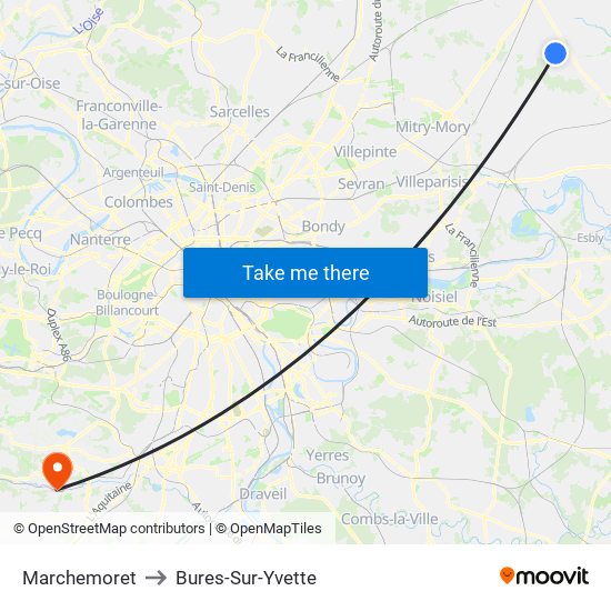 Marchemoret to Bures-Sur-Yvette map