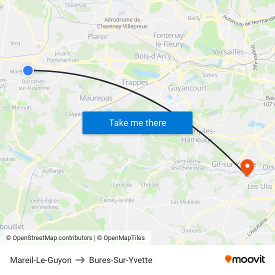 Mareil-Le-Guyon to Bures-Sur-Yvette map