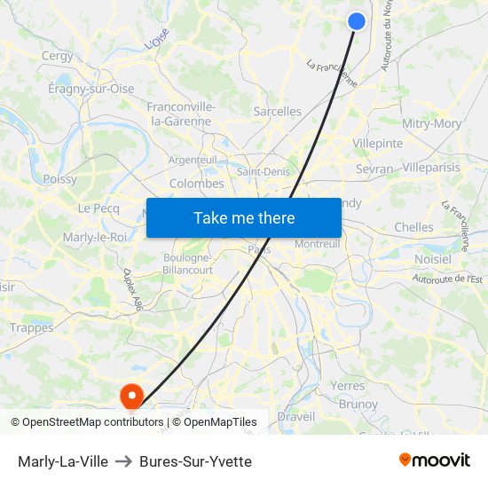 Marly-La-Ville to Bures-Sur-Yvette map