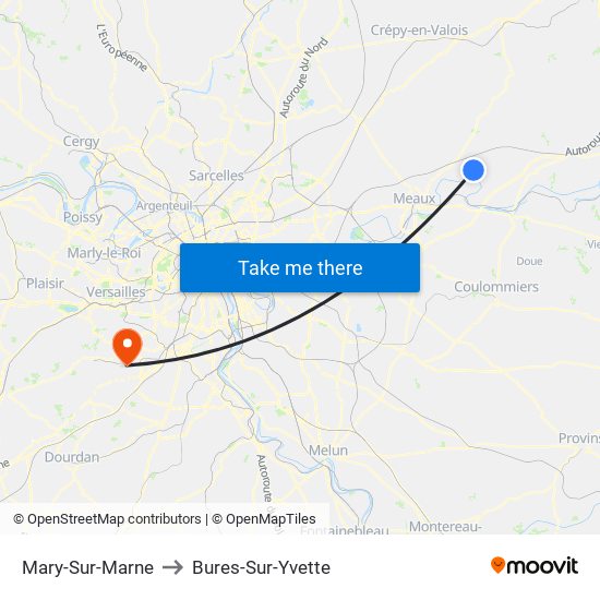 Mary-Sur-Marne to Bures-Sur-Yvette map