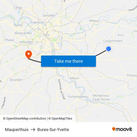 Mauperthuis to Bures-Sur-Yvette map