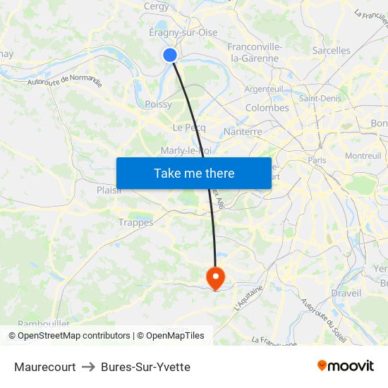 Maurecourt to Bures-Sur-Yvette map