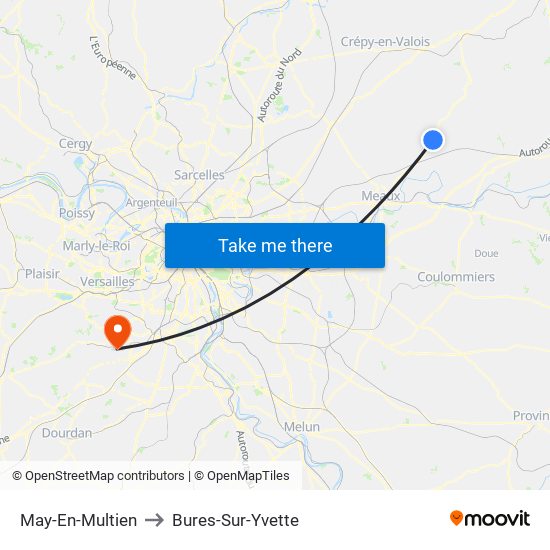 May-En-Multien to Bures-Sur-Yvette map