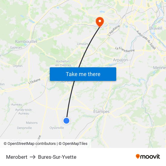 Merobert to Bures-Sur-Yvette map