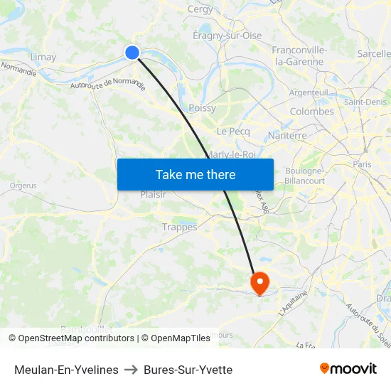 Meulan-En-Yvelines to Bures-Sur-Yvette map