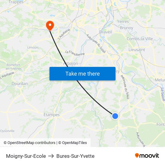 Moigny-Sur-Ecole to Bures-Sur-Yvette map