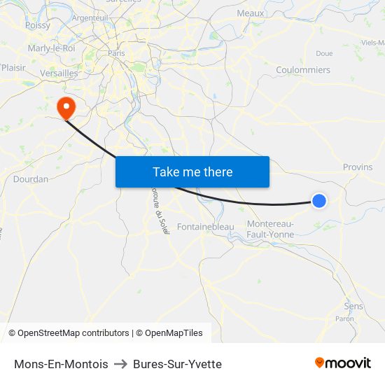 Mons-En-Montois to Bures-Sur-Yvette map